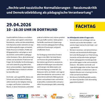 Flyer Fachtag "Rechte und rassistische Normalisierung"